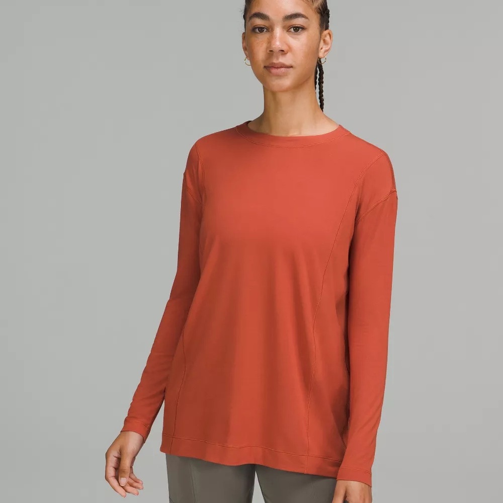 Lululemon Hong Kong Size 4 Rust Modal Pleated Back Long Sleeve Shirt